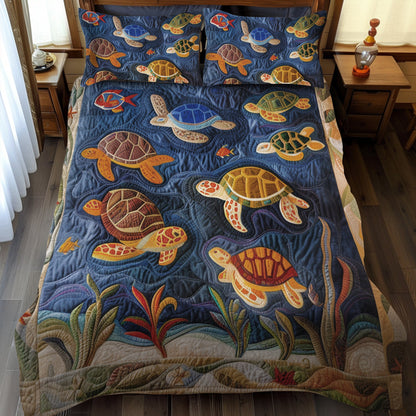 Sea Turtle Quilted Bedding Set NCU0VT05