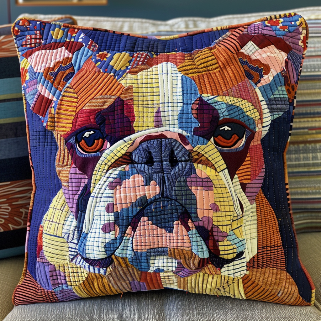 Cozy Bulldog Quilted Pillow Case NCU0DV1659