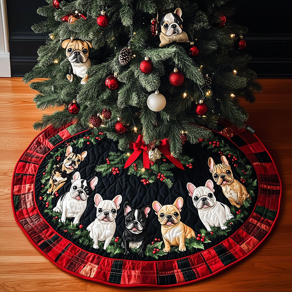 French Bulldog Cheer Quilted Christmas Tree Skirt NCU0TH1995