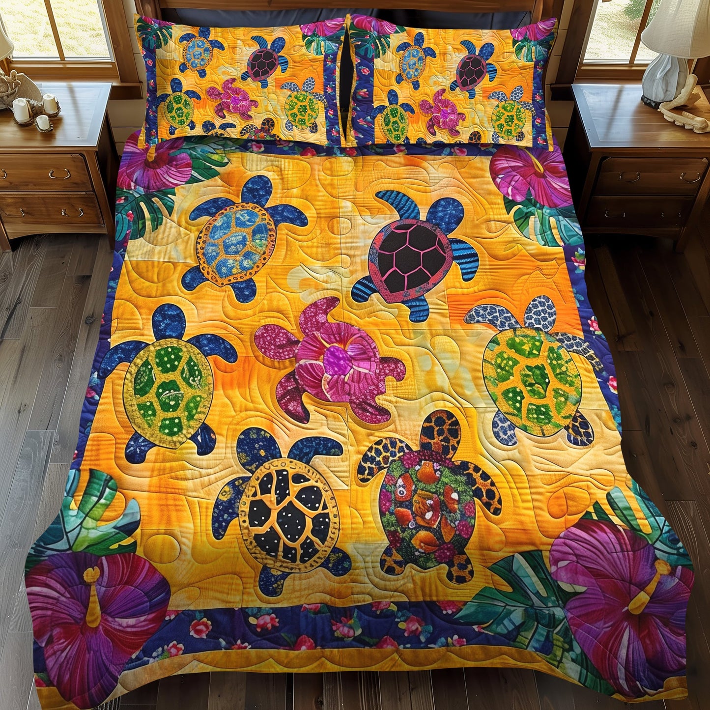 Sea Turtle Quilted Bedding Set NCU0VT05