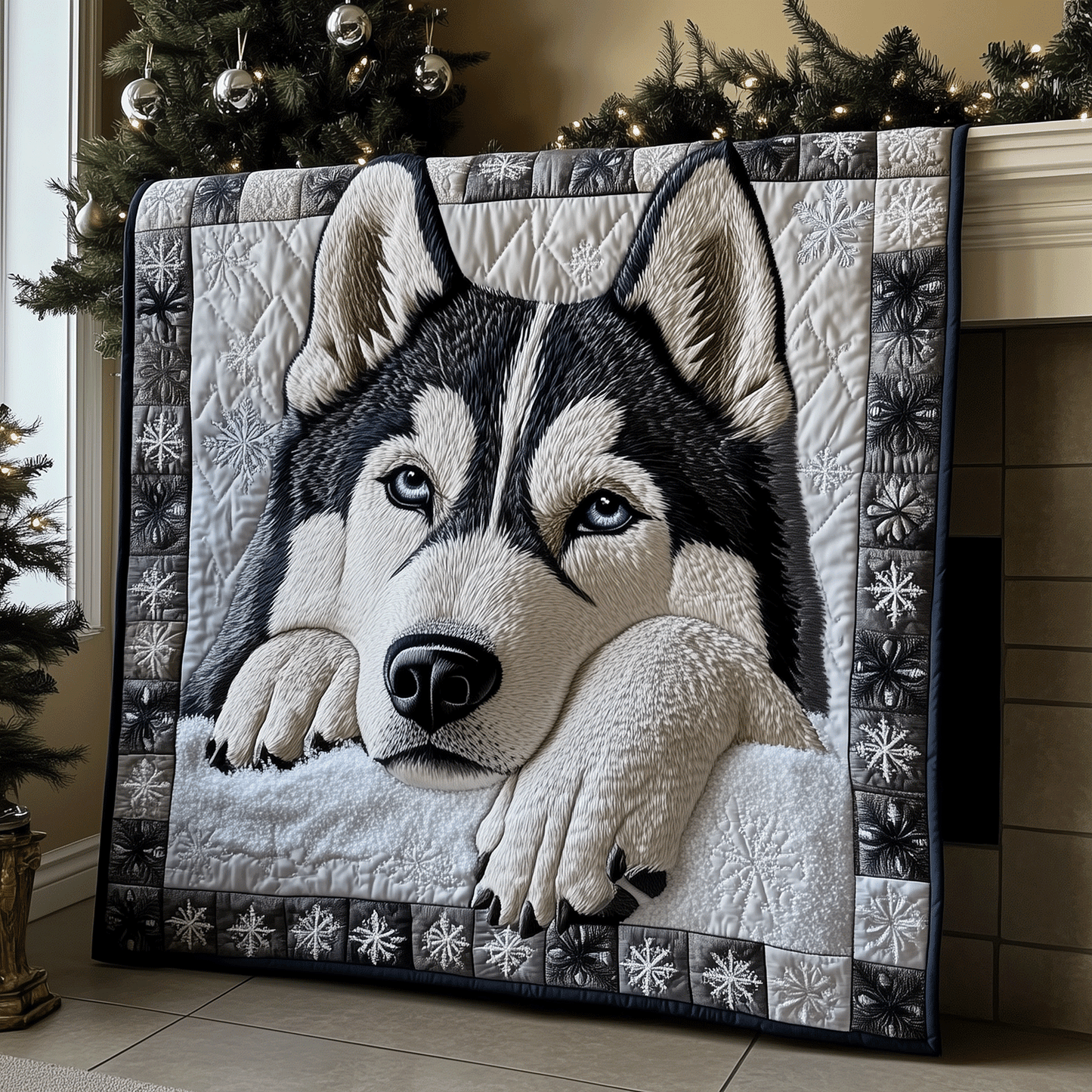 Husky Dream Quilted Blanket