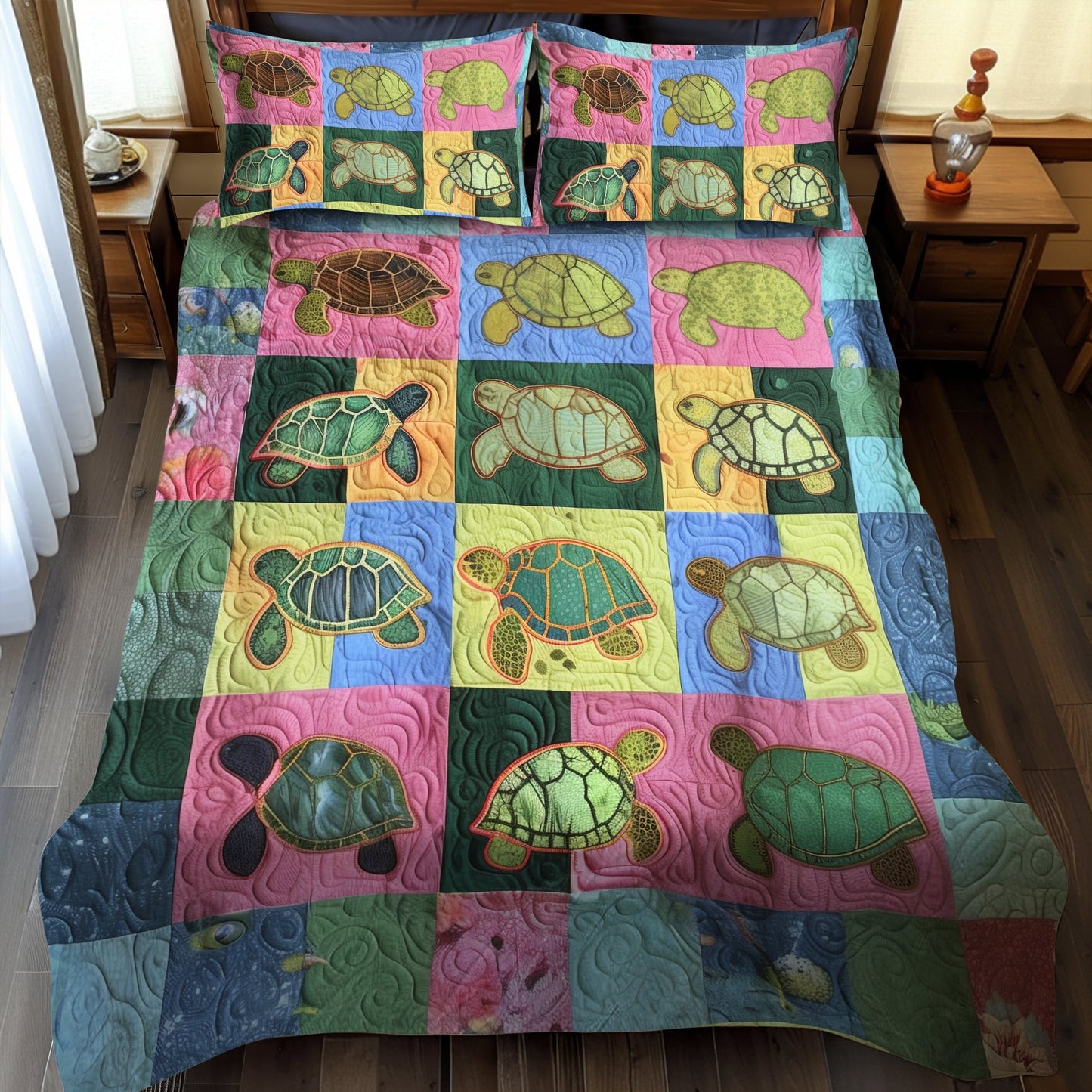 Sea Turtle Quilted Bedding Set NCU0VT05